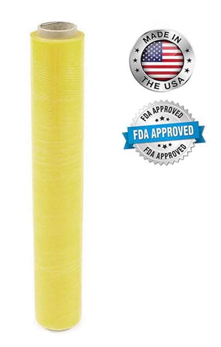 APQ 4 Rolls of Blown Hand Stretch Film 18" x 1500'. Yellow Hand Stretch Wrap - Image 6