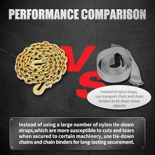 G80 Load Binder Chain,3/8"x10ft Tow Chain with G70 Hooks,5400lbs Safe Working Load, Heavy Duty Chain,Logging Chain for Transporting Towing, Tie Down Binding Equipment - Image 5