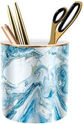 Pen Pencil Holder for Desk, Marble Desk Decor Organizer, Durable Ceramic Pencil Cup Holder Marble Design Makeup Cups for Brushes for Office, Classroom, Blue by WAVEYU