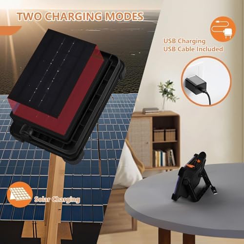120W Solar Rechargeable Work Light, 144 LED Portable Flood Light with Stand, IP66 Waterproof 4 Modes LED Job Site Lighting Flashlights for Mechanic Camping Fishing Car Repair - Image 6