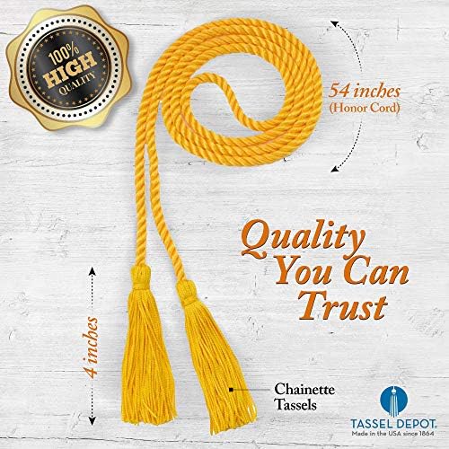 Tassel Depot Graduation Honor Cord - Gold/White - Every School Color Available - Made In Usa - Image 2