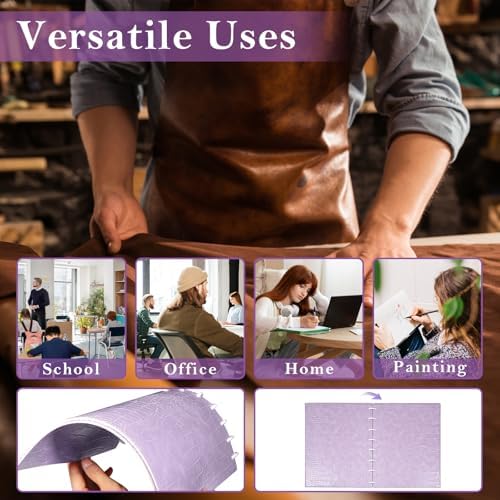 2 Pack PU Leather 5.5x8.5in Discbound Notebook Cover And Disc Set Discbound Planner Cover With 16 Pcs Expansion Discs Junior Size Disc Bound Notebook Accessories(Pink&Purple，No Inner Paper) - Image 5