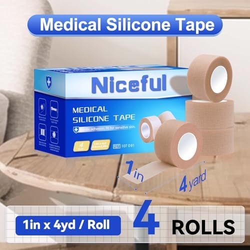 Niceful Silicone Medical Tape, for Sensitive Skin Safe, 1" x4Yd 4 Rolls - Image 2