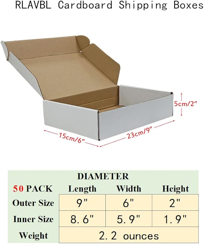 RLAVBL 9x6x2 Shipping Boxes Set of 50, Mailer Box - Image 2