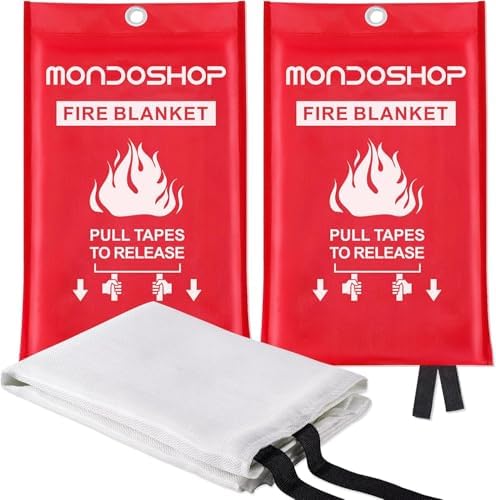 Mondoshop Fire Blankets Emergency for Kitchen Home - Emergency Fire Retardant Blanket for Home Fireproof Blanket for Camping, Grill, Car, Office, Warehouse, School, Picnic, Fireplace by Mondoshop