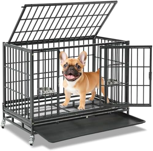 Homey Pet 37" Heavy Duty Stackable Dog Crate with Wheels for Medium Dogs by HomeyPet