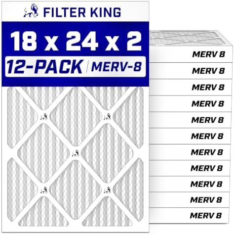 Filter King 18x24x2 Air Filter MERV 8, AC Furnace Filters (12-Pack) by FilterKing