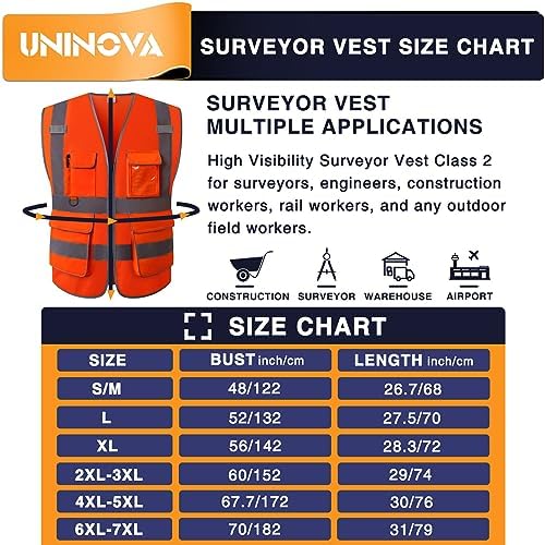 Safety Vest with Pockets, Mesh Breathable Reflective Work Vest for Construction, Traffic Flaggers, Warehouse, Truck Drivers, Airport Crews,Road Work(Extra Large, Orange Mesh) - Image 6