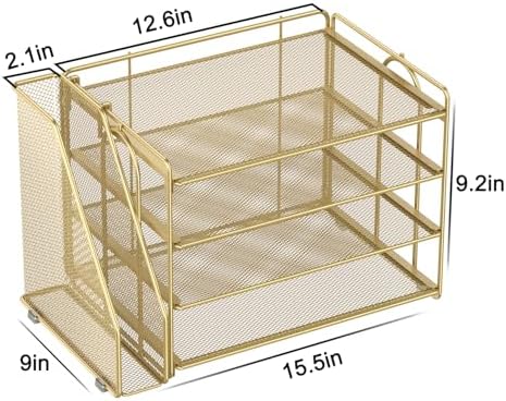 Spacrea Desk Organizers and Accessories, Paper Organizer for Desk with File organizer, Desk Accessories & Workspace Organizers for Office Supplies (Gold) - Image 5