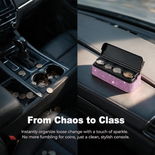 Bling Coin Holder for Car, with 4 Compartments, for Women Girls - Image 4