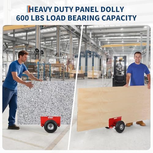 600 LBS Panel Dolly, Door Dolly Adjustable Drywall Mover with 10" Tires - Image 4