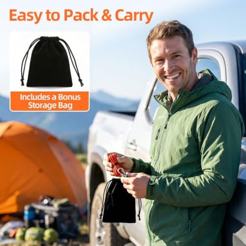 6 Pack Rope Tensioner Set with Alloy Buckles and Storage Bag, Tie Down Ropes for Tent, Tarp, Hammock, Clothesline, Package & Outdoor Use - Image 6