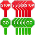 12 Pcs Stop and Go Signs Double Sided Handheld Sign Red Green Light Sign Waterproof Crossing Guard Road Signs for Kids Teaching Traffic Safety, 9.84 x 5.91 Inch(Octagon) by Unknown