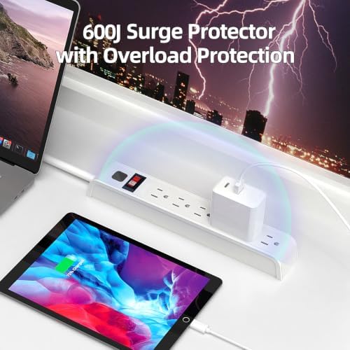 TiFFCOFiO Surge Protector Power Strip, 8 Feet Extension Cord, 600 Joules Surge Protection, Multiple Protection 6 Outlet Strip, 14 AWG Cord, 15A/1875W, ETL Listed - Image 5