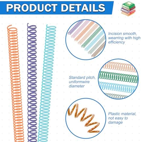 120 Pack Plastic Spiral Binding Coils Binder Binding Spirals Rings 1/4 Inch Spiral Binding Wire Combs Spines Coils, 4:1 Pitch (Pastel Color, 1/4 Inch) - Image 3