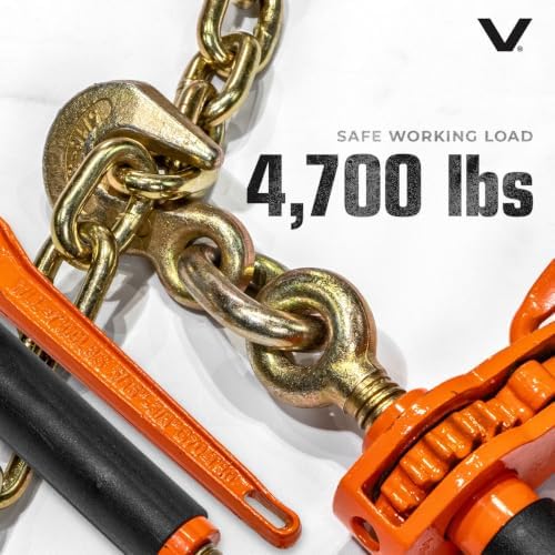 VULCAN Chain and Load Binder Kit - (2) Grade 70 5/16 Inch x 10 Foot Chains and (2) Folding Handle Load Binders - 4,700 Pound Safe Working Load - Image 2