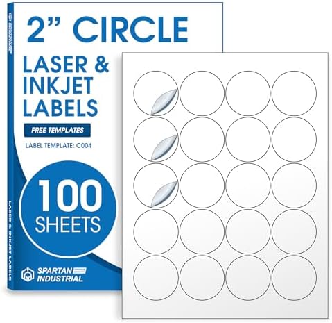 2" Round Labels for Laser & Inkjet, Spartan Industrial Template C004 by SpartanIndustrial