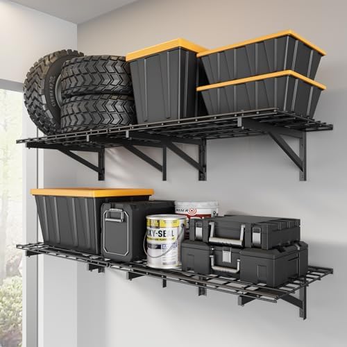 Jusgym 4 Pack Wall Mounted Garage Shelving, 2x3ft, 1400lbs Integrated Grid by Jusgym