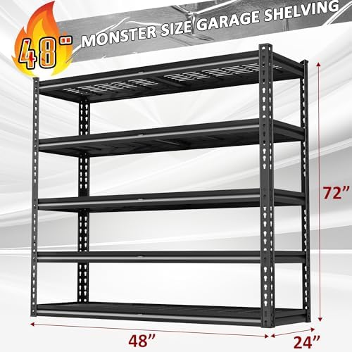 48" W Garage Shelving Heavy Duty 5-Tier Storage Shelves 3030LBS - Image 3