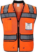 Surveyor Safety Vest Reflective for Men, Class 2 Mesh Safety Vests Reflective with Pockets and Zipper,High Visibility Construction Work Surveyor Vest by MAKETHEWORLDSAFER
