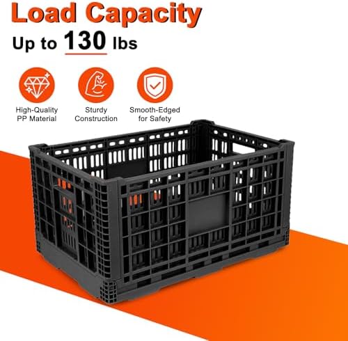 72L Collapsible Milk Crate with Handles, - Image 4