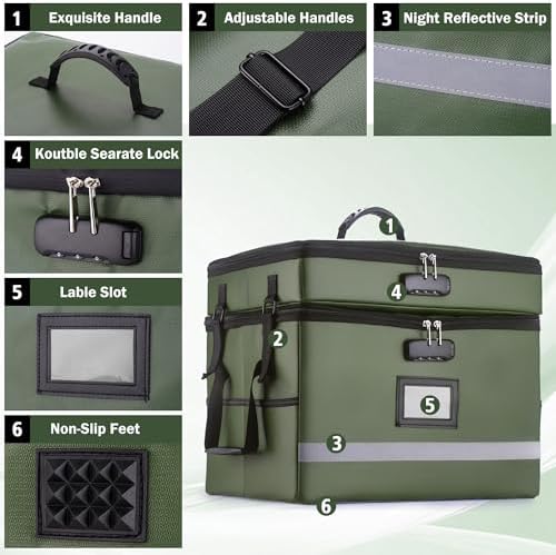 EXLIFBAG Fireproof File Organizer with Lock, 2 Layer - Image 2