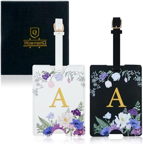 2 Pack PU Leather Privacy Luggage Tags, Double-Layer Hidden ID by Unknown