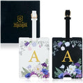 2 Pack PU Leather Privacy Luggage Tags, Double-Layer Hidden ID by Unknown
