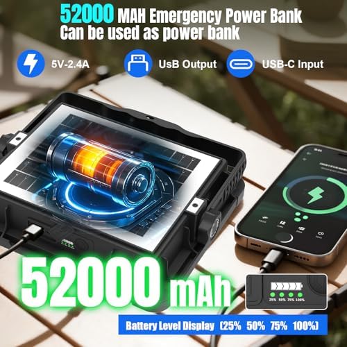600W Solar LED Work Light 52000LM Portable Rechargeable Magnetic Work Light - Image 4