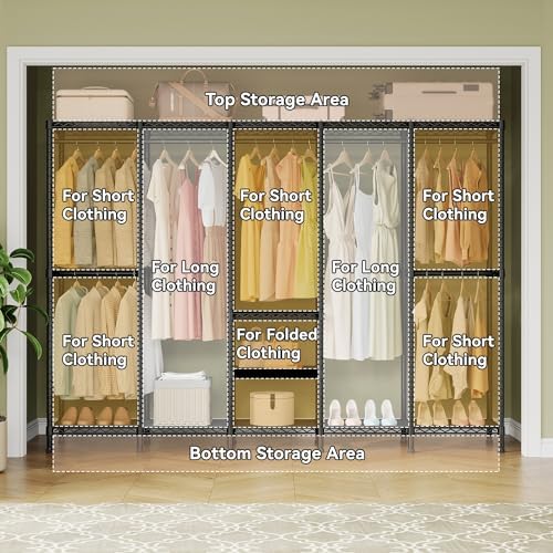 Higeego H5 Heavy Duty Clothes Rack, Black Clothing Rack for Hanging Clothes - Image 5