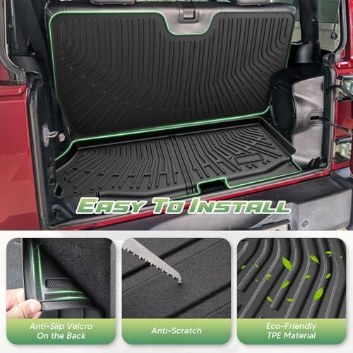 Cartist Floor Mats for 2007-2018 Jeep Wrangler JK 2 Door, All Weather Cargo Liner for Wrangler Accessories, Heavy Duty TPE Cargo Mats, Car Accessories - Image 4