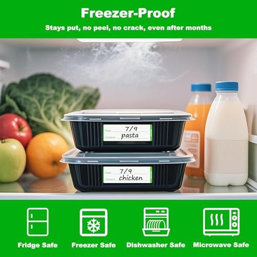 NATURALABEL 300 Removable Freezer Labels with Dispenser, 1" x 3" (Green) - Image 2