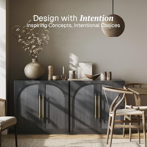 BELLEZE Set of 2 Jagger Sideboard Buffet Cabinet - Ebony - Image 3