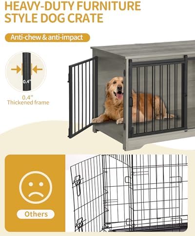 Hzuaneri 39.3" L Dog Crate Furniture Indoor Dog Kennel with Barn Door - Image 5