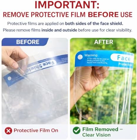 10 Pcs Face Shield Mask, Anti-Fog Clear Full Face Protection Shield, Reusable Plastic PPE Face Protection with Elastic Headband for Dental, Work & Daily Use - Image 2