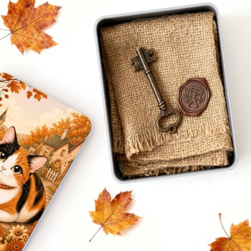 Autumn Pumpkin Calico Metal Tin Box with Lid,Storage Container - Image 4