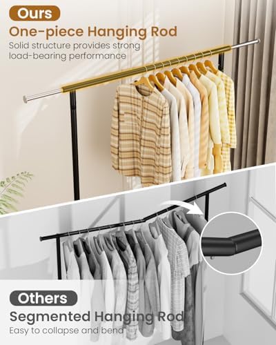 Heavy Duty Garment Rack, Metal Clothes Rack Load 450 LBS, Rolling Clothing Racks for Hanging Clothes with Lockable Wheels, Wardrobe Closet Coat Racks for Bedroom, Black - Image 4