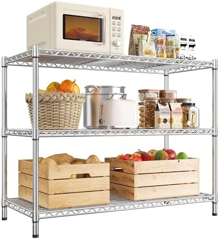 DurayLoly Heavy Duty 3-Tier Metal Shelving Unit, Adjustable Shelves, Chrome by Durayloly