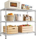 DurayLoly Heavy Duty 3-Tier Metal Shelving Unit, Adjustable Shelves, Chrome by Durayloly