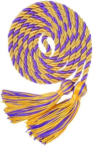 Graduation Honor Cords, 68" Long (Gold with Purple) by UIALECG