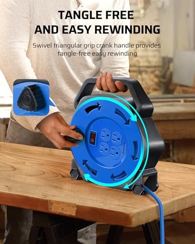 DEWENWILS 25FT Extension Cord Reel, Hand Wind Retractable Cord Reel - Image 5