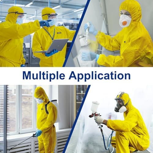 Hazmat Suit Disposable Coverall | Heavy Duty Full Body Paint Coverall & Suit in 7 Sizes - Small, Yellow, 3 - Image 7