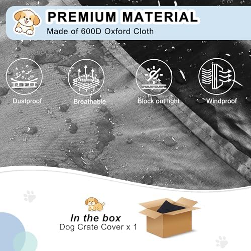 HiCaptain 30-Inch Dog Crate Cover, Waterproof Kennel Cover, Minimalist Gray - Image 3