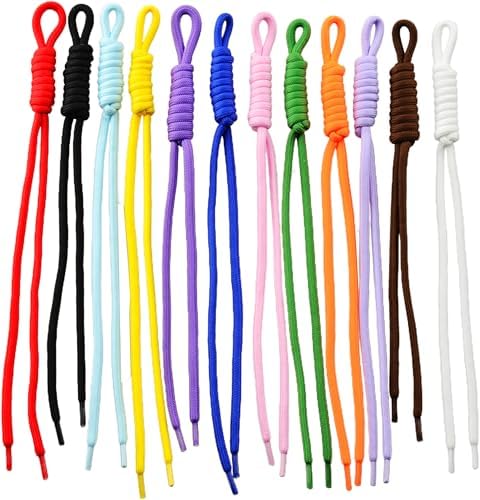 KJML DIY Paracord Keychain 12pcs Paracord Rope Keychain Braided Cord Rope Bag Charm for Purse Handbag Decoration Accessories by KJMLDIY