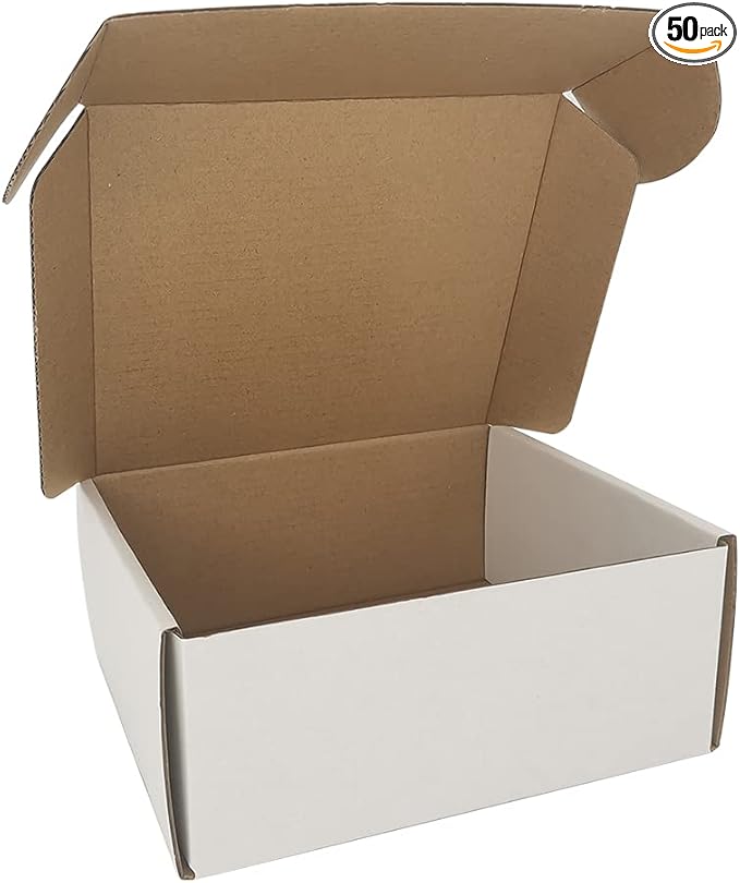 50 Pack 7x6x3'' Small Shipping Boxes, Corrugated Cardboard Mailers by CH-BOX