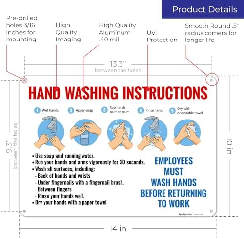 Employees Wash Hands Before Returning to Work Sign, - Image 3