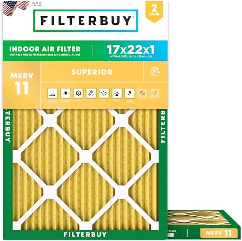 Filterbuy 17x22x1 Air Filter MERV 11 Pet & Allergy Defense (2-Pack) by Filterbuy