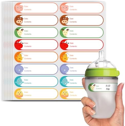 512 Pcs 1"x4" Waterproof Cartoon Baby Bottle Labels for Daycare by Printholic