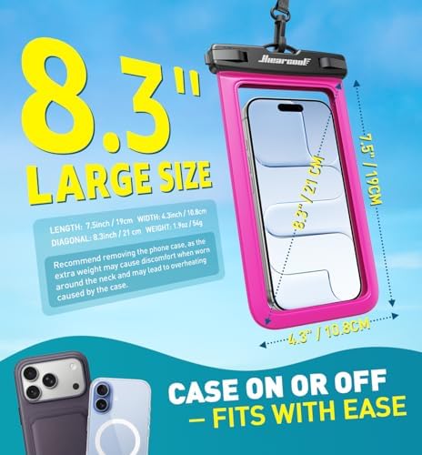 Hiearcool Waterproof Phone Pouch, Waterproof Phone Case, Clear&Bright Red - Image 3