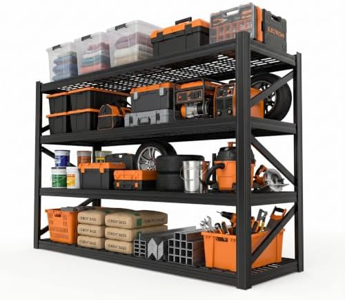 4-Tier Heavy Duty Garage Shelving, 8,000 lbs Capacity Adjustable Metal Storage Shelving Unit for Garage, Basement, Warehouse & Workshop, 71" W x 24" D x 71" H - Image 6